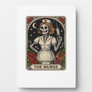 Plaque Photo Carte de tarot de squelette d'infirmière drôle Hal