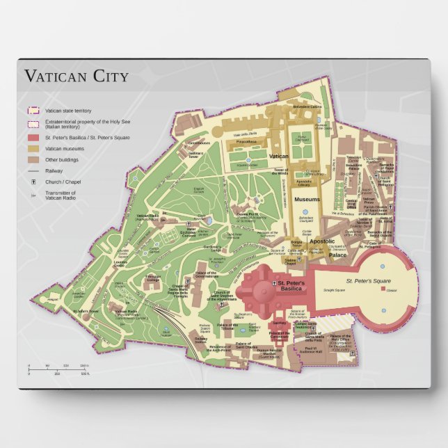 Plaque Photo Carte du diagramme de la ville du Vatican (Devant)