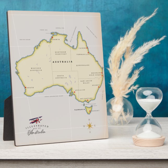 Plaque Photo Carte illustrée de l'Australie (Côté)