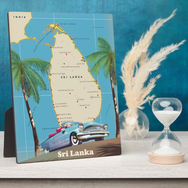 Plaque Photo Carte illustrée du Sri Lanka (Côté)