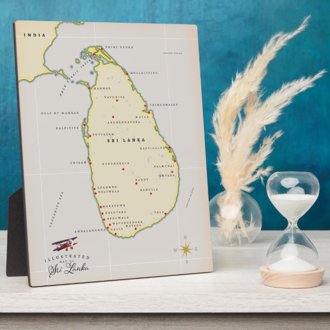 Plaque Photo Carte illustrée du Sri Lanka (Côté)