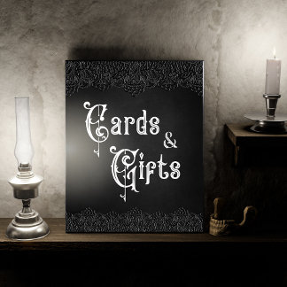 Plaque Photo Cartes et cadeaux Dentelle noire Mariage gothique 