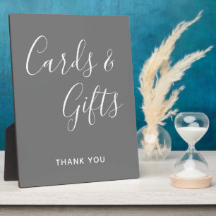 Plaque Photo Cartes et Cadeaux Élégants de Calligraphie Gris et