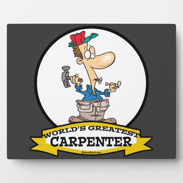 PLAQUE PHOTO CARTOON HOMME CARPENTER LE PLUS GRAND MONDE (Devant)