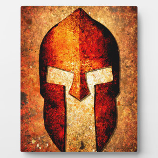 Plaque Photo Casque Spartiate Sur Arrière - plan Rouille Avec U