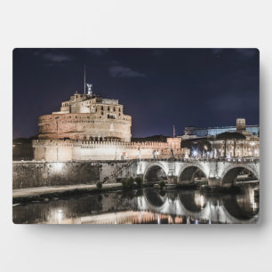 Plaque Photo Castel Sant Angelo la nuit à Rome
