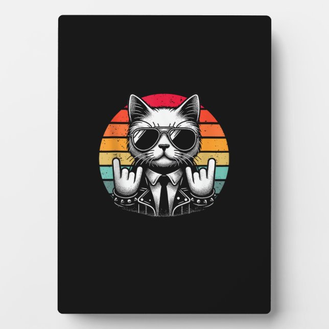 Plaque Photo Cat Rock et Roll Music pour Hommes Femmes Enfants  (Devant)