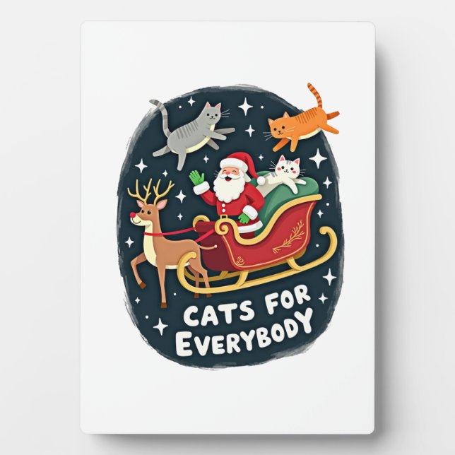 Plaque Photo Cats For Everybody Christmas Cat Funny Xmas Women  (Devant)