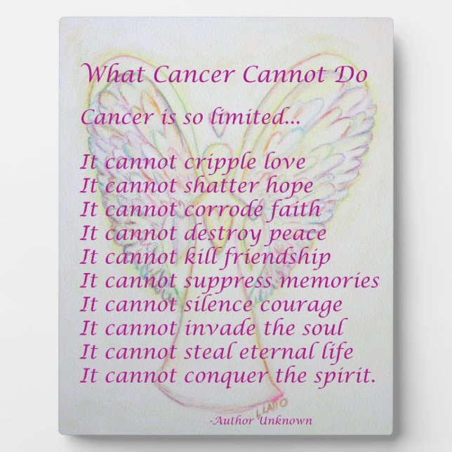 Plaque Photo Ce que le cancer ne peut pas faire Poème Ange pein (Devant)