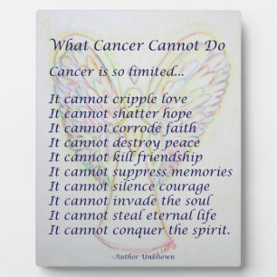 Plaque Photo Ce que le cancer ne peut pas faire Poème Ange Pein