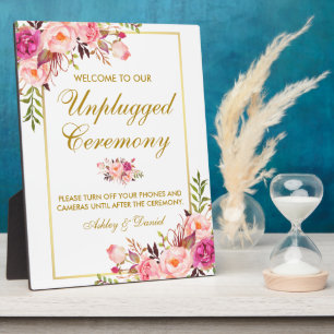 Plaque Photo Cérémonie florale de Mariage rose or débranché