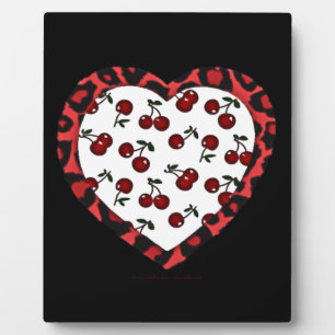 Plaque Photo Cerises Rockabilly RAB Impression de léopard coeur