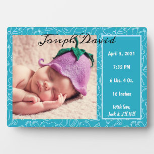 Plaque Photo C'est un Garçon Faire-part de naissance Bleu Bébé 