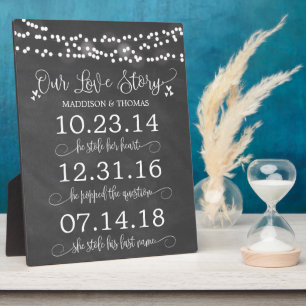 Plaque Photo Chalk éclaire notre histoire d'amour Timeline Déco