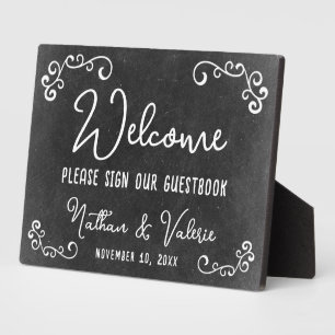 Plaque Photo Chalkboard Farm Style Mariage Bienvenue Livre d'or