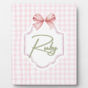 Plaque Photo Chambre de bébé fille en rubis personnalisée avec