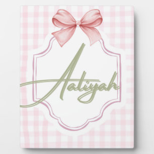 Plaque Photo Chambre de bébé fille personnalisée Aaliyah ruban