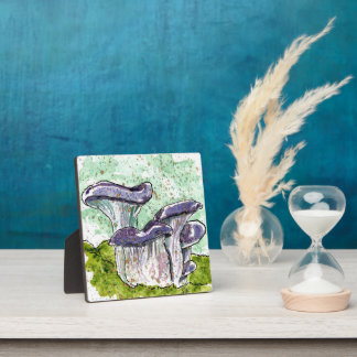 Plaque Photo Champignons bleus accueil déco aquarelle stand d'i