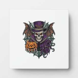 Plaque Photo Chapeau Haut de Forme Crâne de Halloween Ailes de