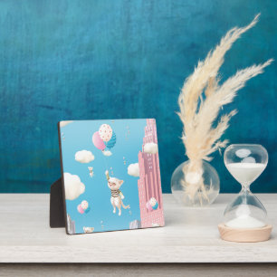 Plaque Photo Chat avec ballon