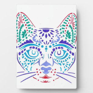 Plaque Photo chat en dessins de pochoirs