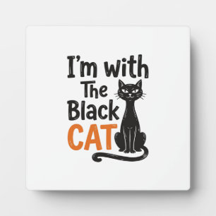 Plaque Photo Chat noir drôle gravure vintage Halloween Design