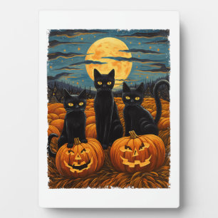 Plaque Photo Chat noir Halloween Amoureux de les chats Starry N