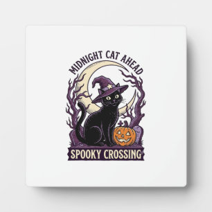 Plaque Photo Chat Noir Halloween Gravure Vintage Chat Citrouill