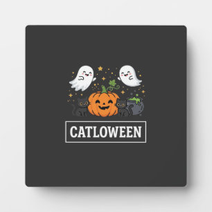 Plaque Photo Chatloween Mignon Chat Fantôme Design Halloween_1