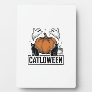 Plaque Photo Chatoween Chat Noir Fantôme Halloween Conception V