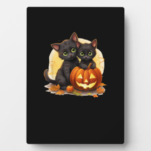 Plaque Photo Chats de Kitten noir Citrouille Halloween Jack-o'-