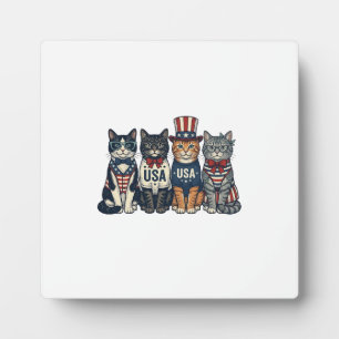 Plaque Photo Chats patriotiques vintage design de chemise USA_1