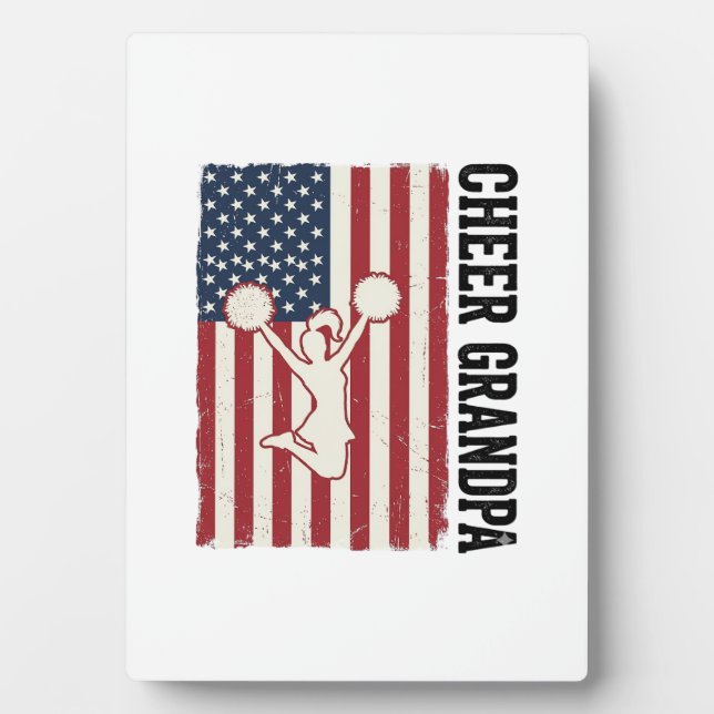 Plaque Photo Cheer Grandpa Patriotic Vintage Flag Shirt Design_ (Devant)