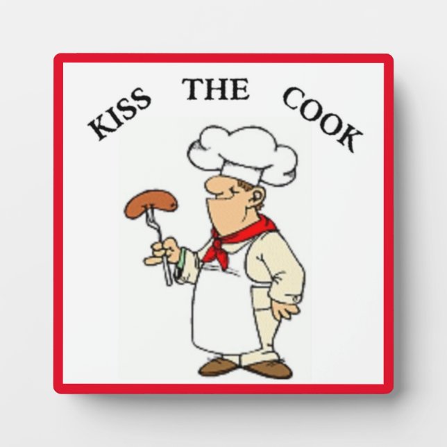 PLAQUE PHOTO CHEF "KISS THE COOK" (Devant)