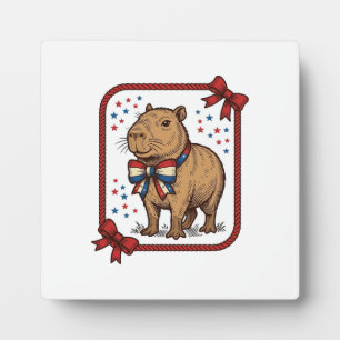 Plaque Photo Chemise à motif de nœud papillon capybara patrioti