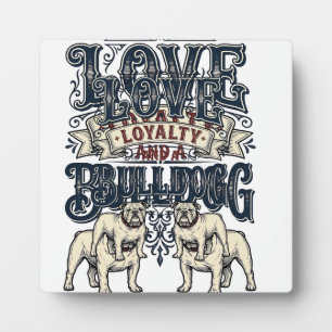 Plaque Photo Chemise d'amour Bulldog Gravure vintage Citation d