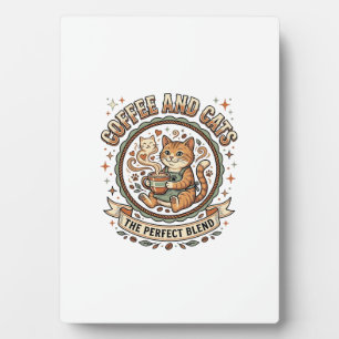 Plaque Photo Chemise d'art vectoriel vintage Café et chats Chat
