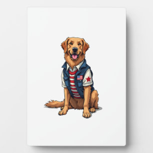 Plaque Photo Chemise de chien de service patriotique Golden Ret