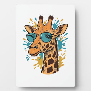 Plaque Photo Chemise Lunettes de soleil girafe gravées vintage 