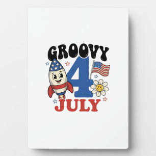 Plaque Photo Chemise patriotique de fusée Groovy 4 juillet Desi