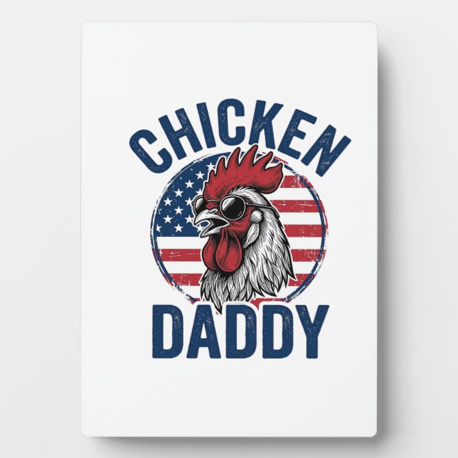 Plaque Photo Chemise patriotique vintage Coq Papa Poulet Desi (Devant)