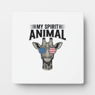Plaque Photo Chemise patriotique vintage girafe animal spiritue