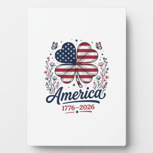 Plaque Photo Chemise trèfle patriotique Vintage America 1776 20
