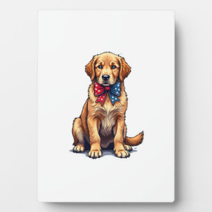 Plaque Photo Chemise vintage de chiot Golden Retriever patrioti
