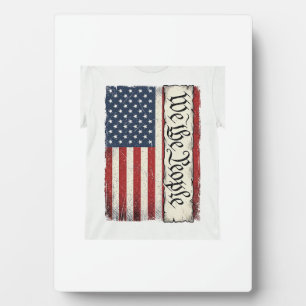 Plaque Photo Chemise vintage patriotique drapeau We the People 