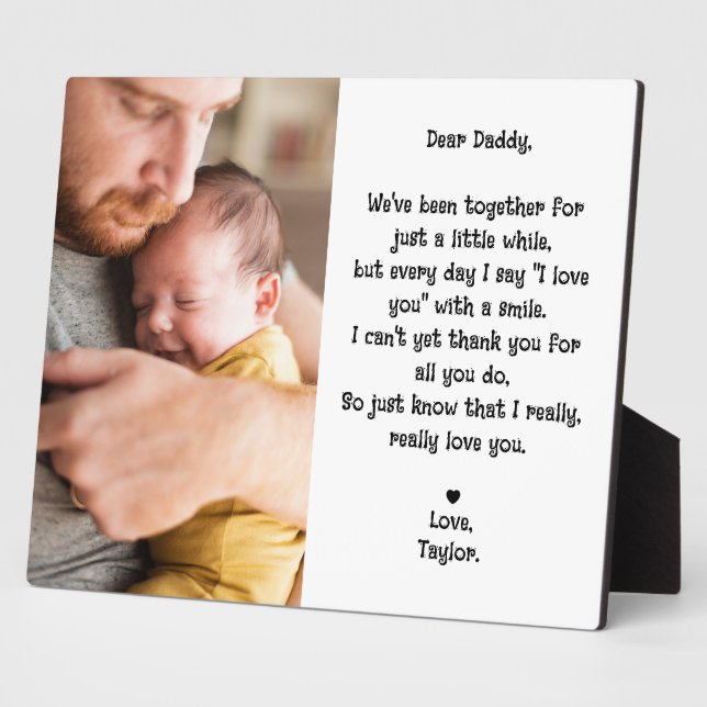 Plaque Photo Cher papa, mignon Editable Poème & Photo Tabletop (Côté)