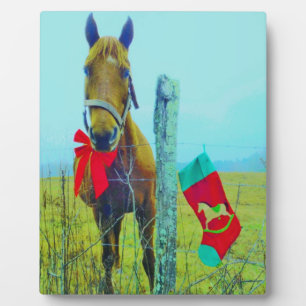 Plaque Photo Cheval de Noël Brown