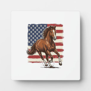 Plaque Photo Cheval Patriotique Vintage Création Vectorielle We