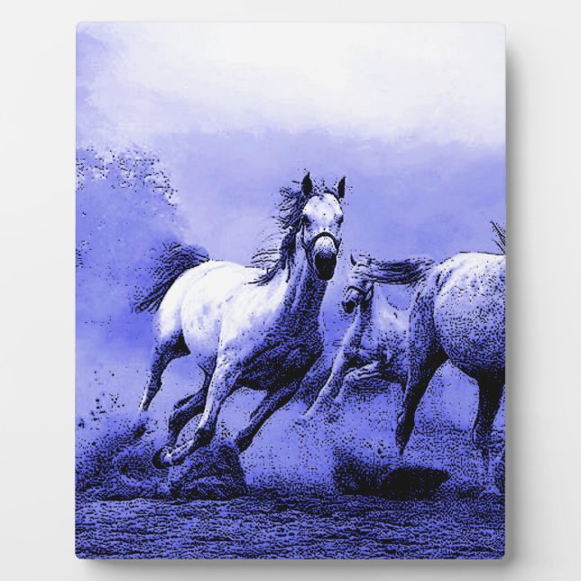Plaque Photo Chevaux de course et Lune Bleue (Devant)