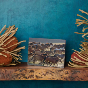 Plaque Photo Chevaux sur le ranch, Mongolie Intérieure, Chine